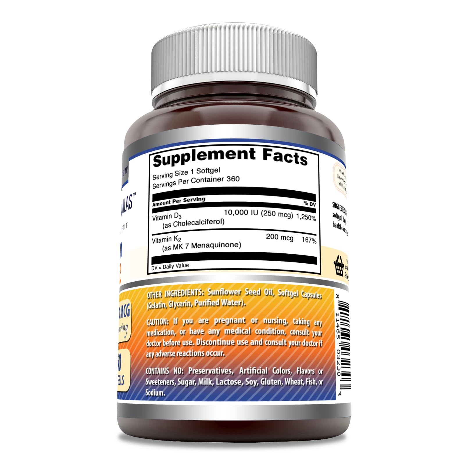 Amazing Formulas D3 K2 capsules closeup highlights high potency