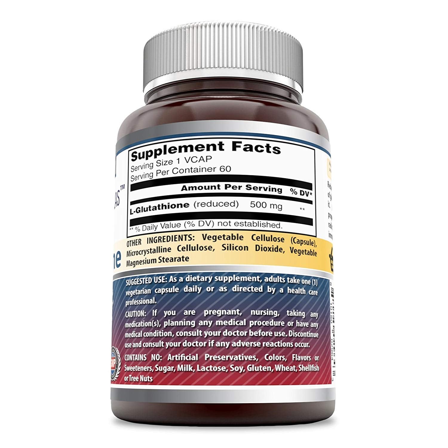 Amazing Nutrition Amazing Formulas label highlights 500 mg serving and non-GMO quality