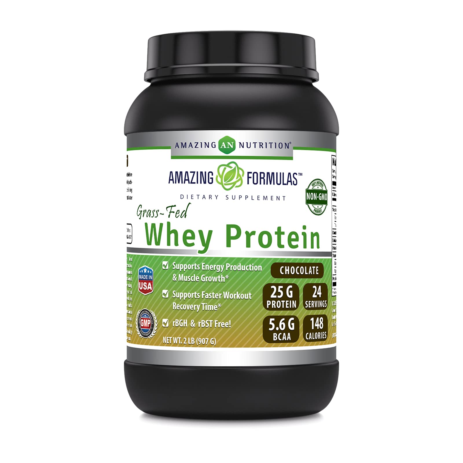 Amazing Nutrition Amazing Formulas whey powder jar with rich chocolate flavor for post-workout fueling