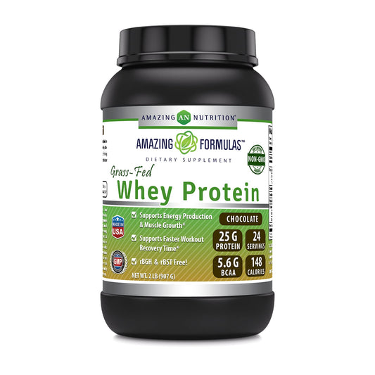 Amazing Nutrition Amazing Formulas whey powder jar with rich chocolate flavor for post-workout fueling