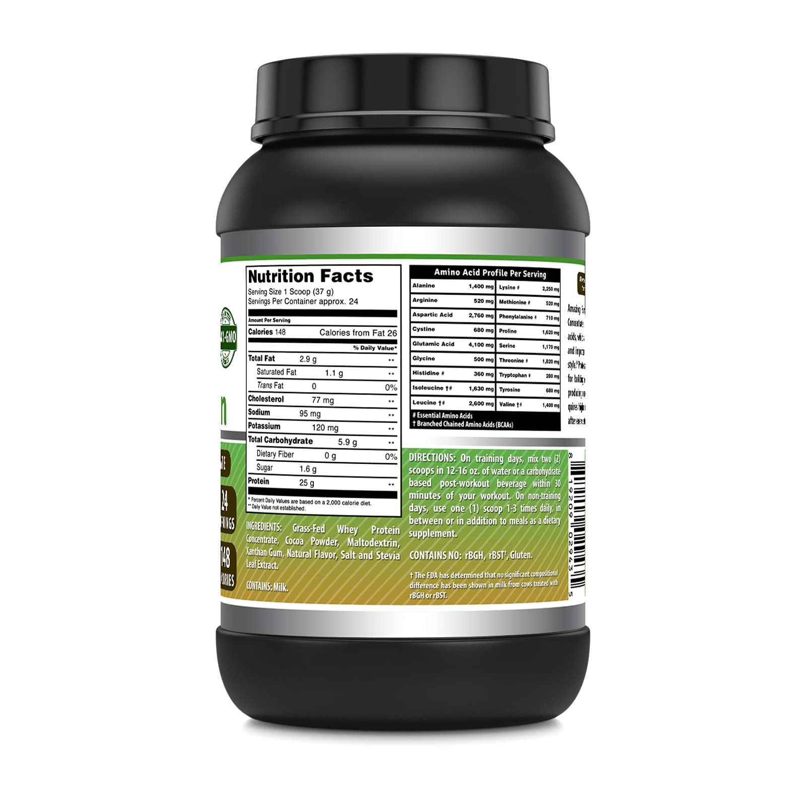 Amazing Nutrition Amazing Formulas whey scoop demonstrates precise one scoop serving for 25 g protein