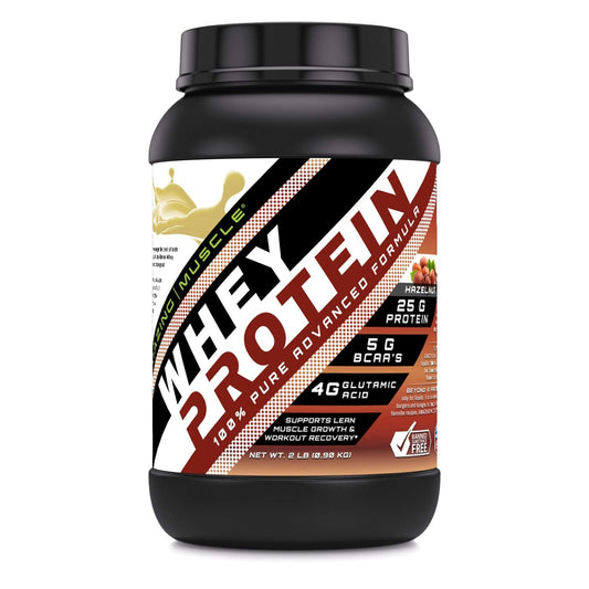 Amazing Nutrition Amazing Muscle Whey powder hazelnut packaging for easy daily protein.