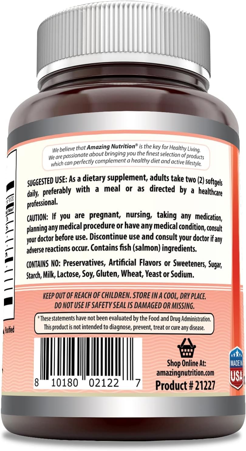 Non-GMO gluten-free label visible on Amazing Omega packaging.