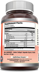 Closeup of softgels showing easy swallowing and two-softgel serving for convenience.