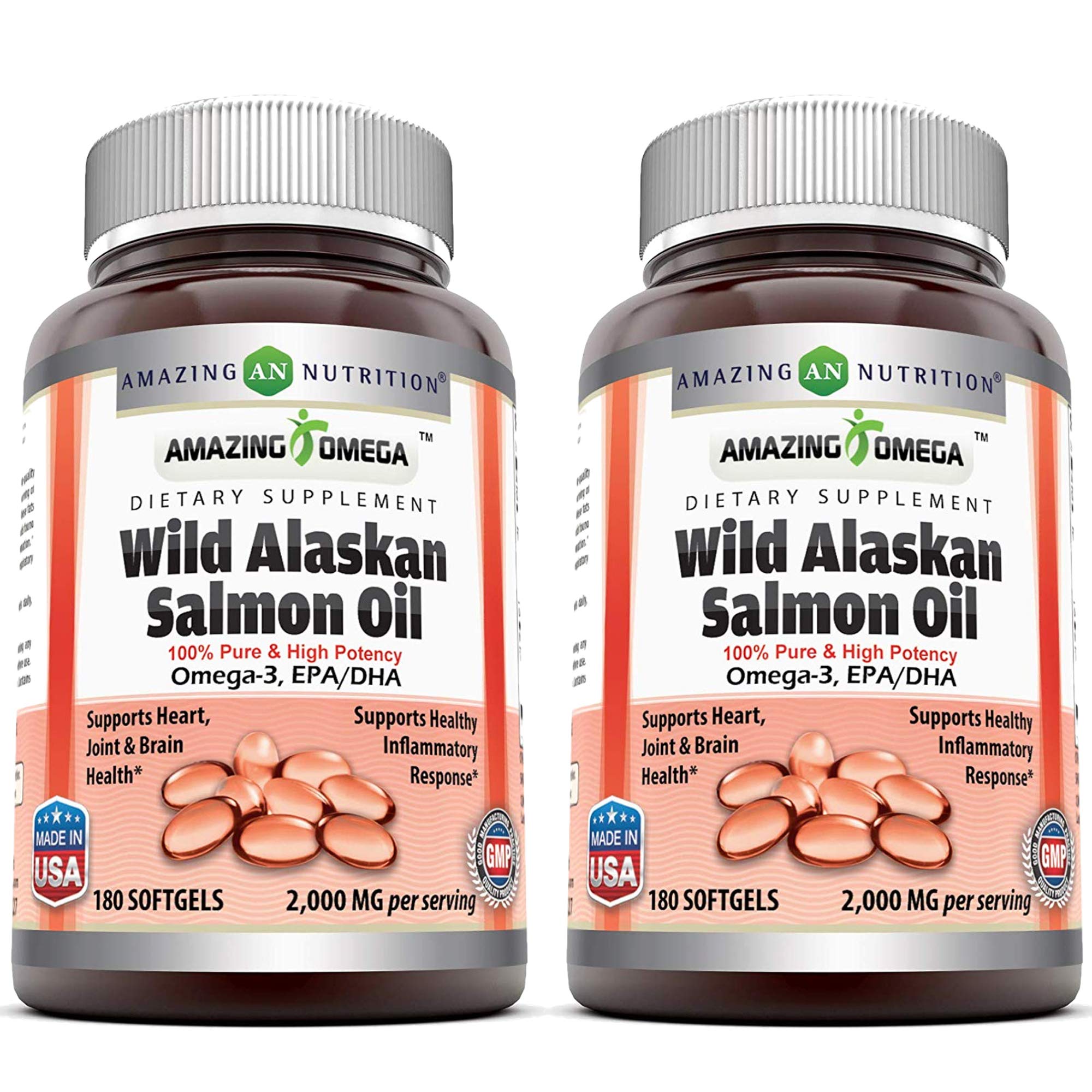Amazing Omega bottle showcases wild Alaskan salmon oil for daily omega-3.