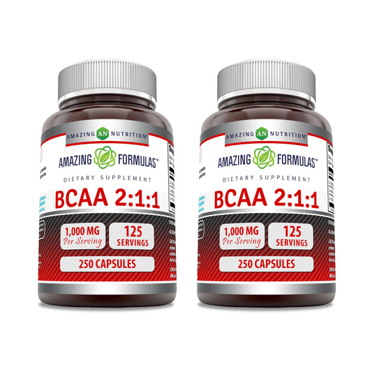 Amazing Nutrition BCAA 2:1:1 capsules bottle for on-the-go workouts.