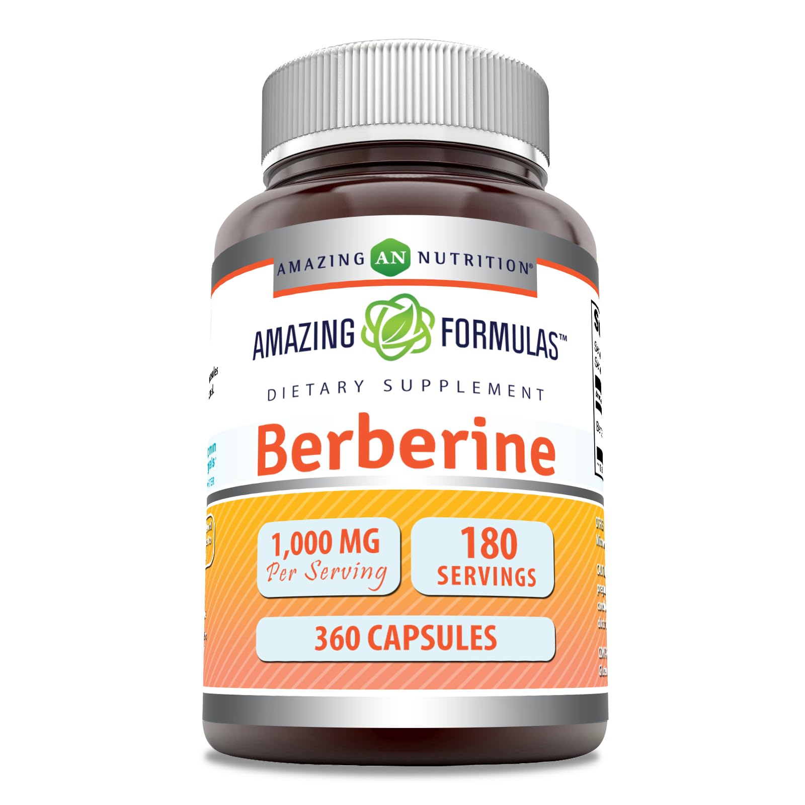 Amazing Nutrition Berberine bottle showing 1000 mg per serving for daily support.