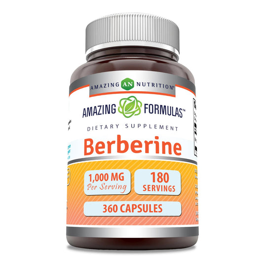 Amazing Nutrition Berberine bottle showing 1000 mg per serving for daily support.