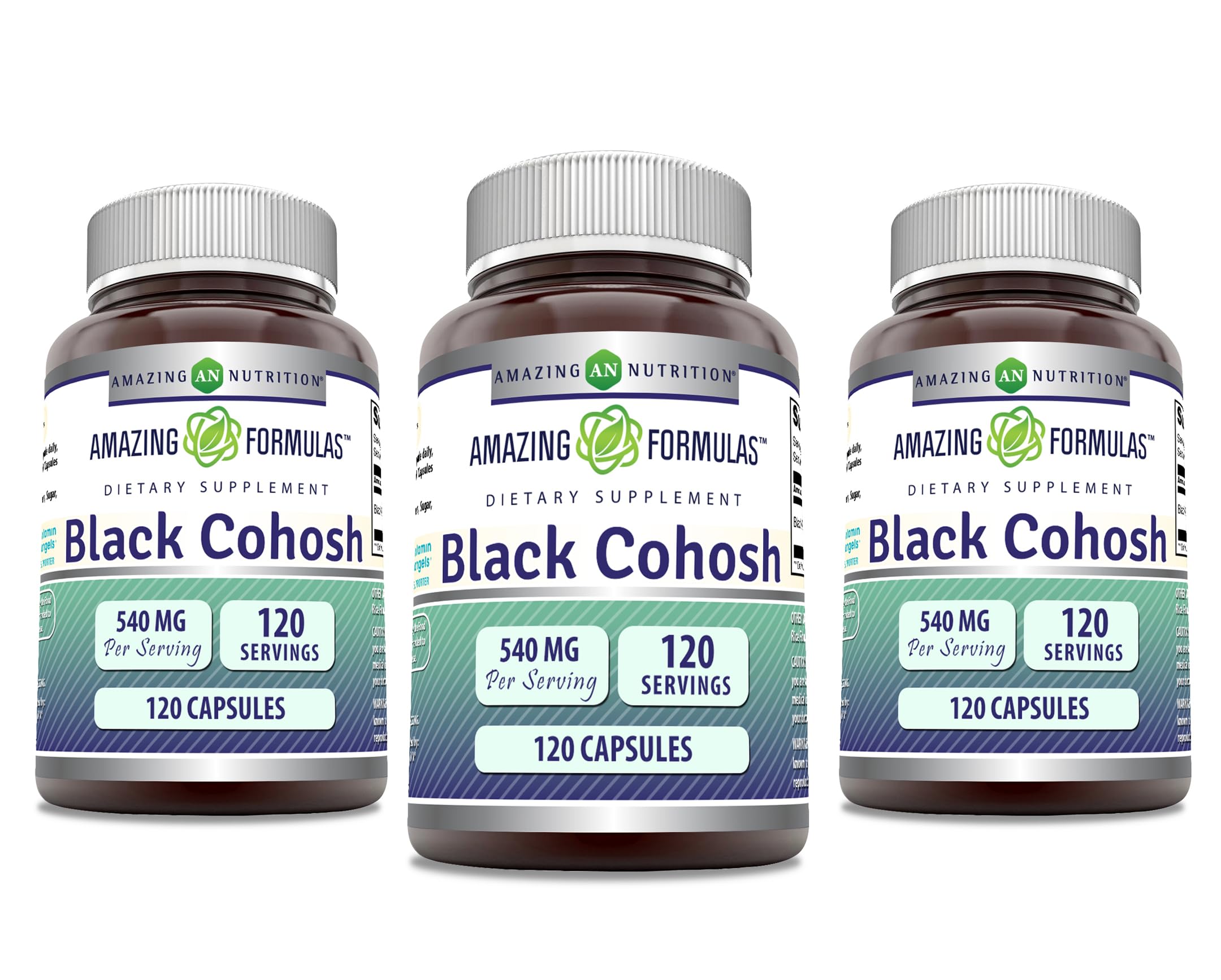Amazing Nutrition Black Cohosh 540mg bottle, gluten-free and non-GMO daily supplement