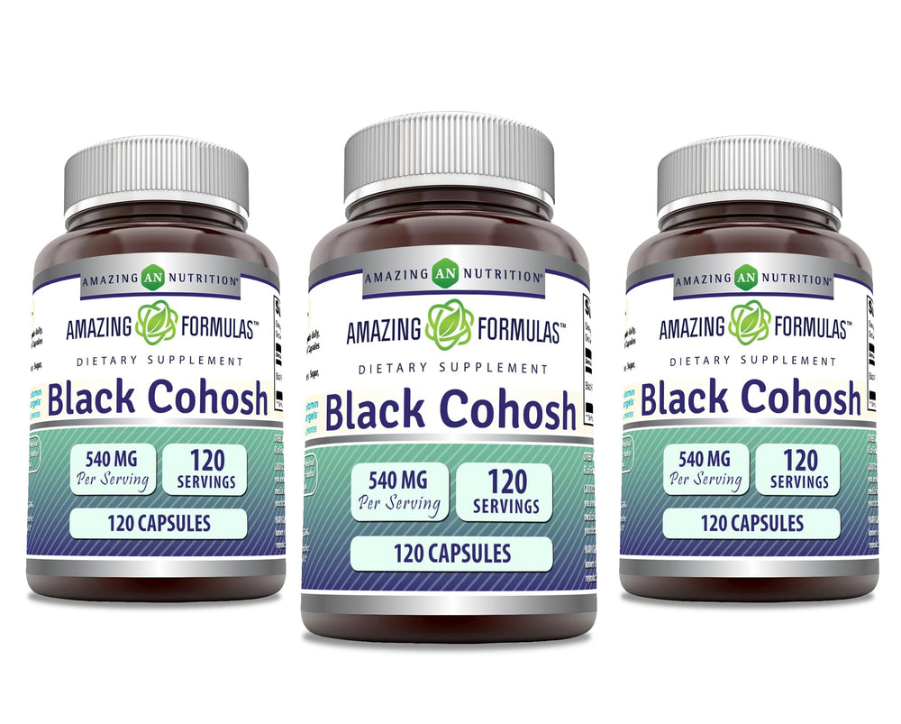 Amazing Nutrition Black Cohosh 540mg bottle, gluten-free and non-GMO daily supplement