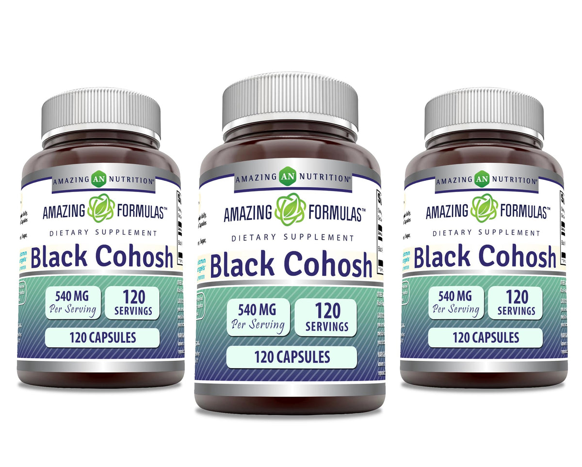 Amazing Nutrition Black Cohosh 540mg bottle, gluten-free and non-GMO daily supplement