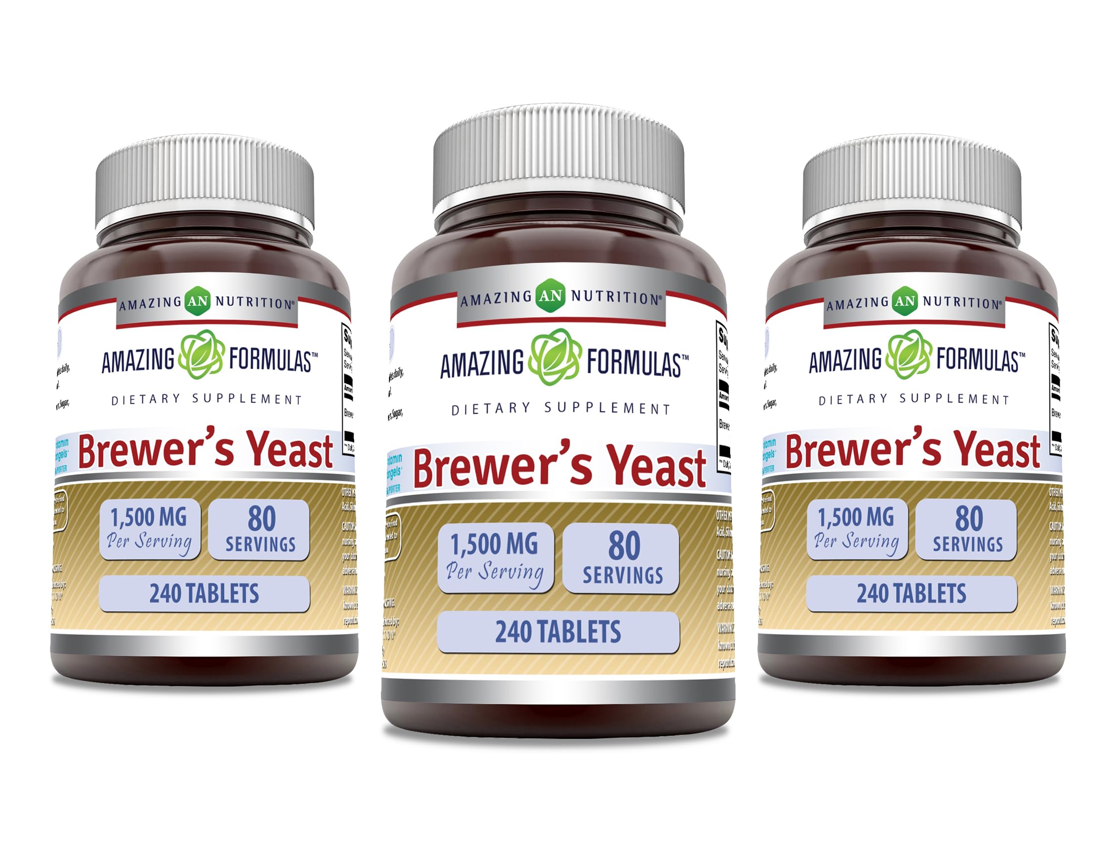 Amazing Nutrition Brewers Yeast 1500mg bottle front highlighting high-potency daily supplement