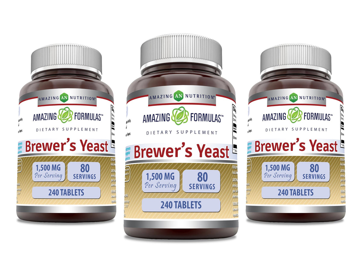 Amazing Nutrition Brewers Yeast 1500mg bottle front highlighting high-potency daily supplement