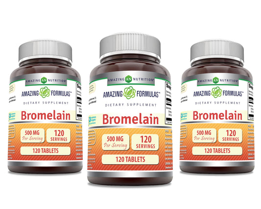 Amazing Nutrition Bromelain 500mg bottle with easy-to-swallow tablets for daily use.