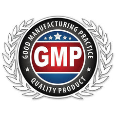Amazing Nutrition GMP seal on bottle indicating quality manufacturing.