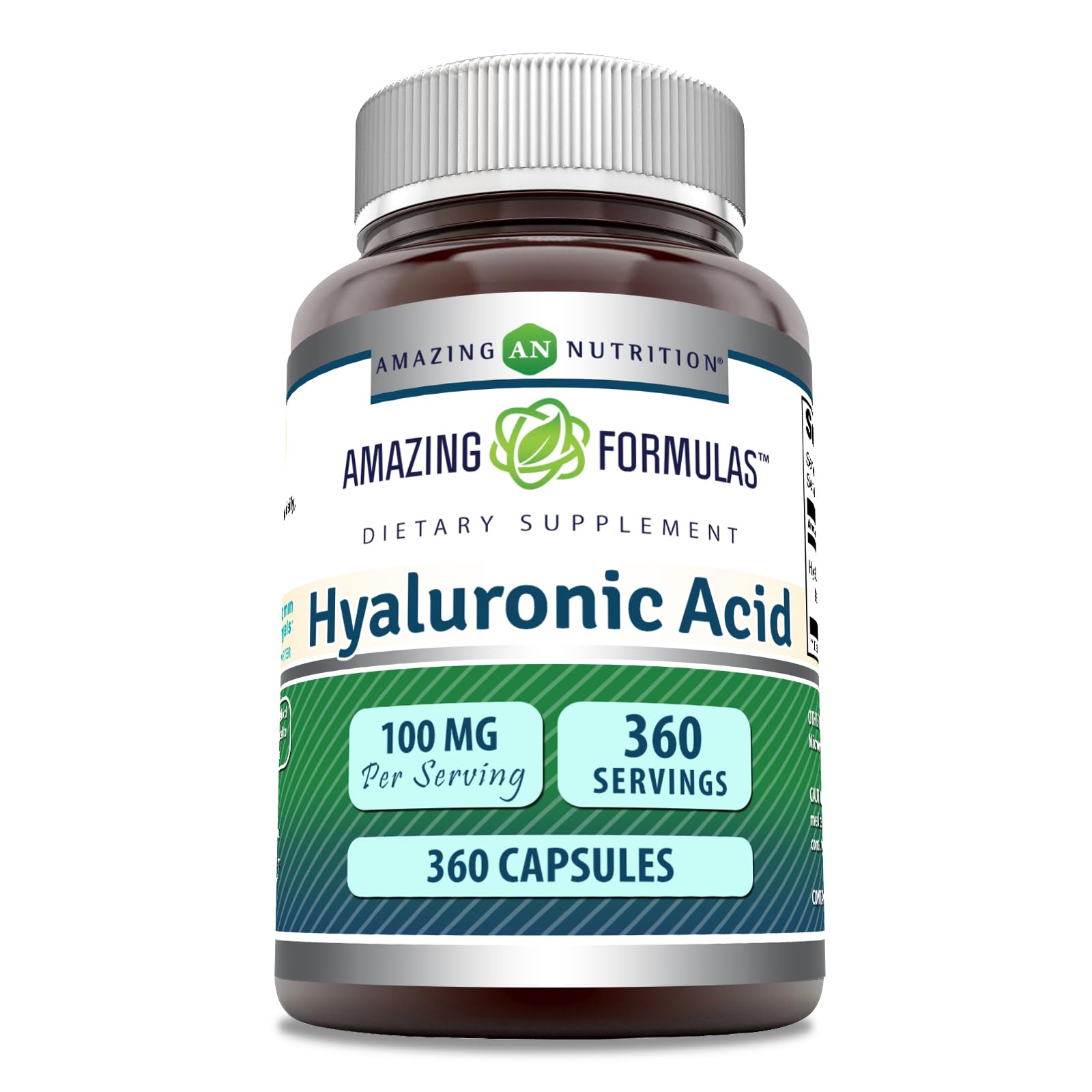 Amazing Nutrition Hyaluronic Acid 100 mg bottle front view for daily wellness support