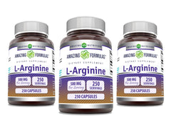 Amazing Nutrition L-Arginine bottle shows 500 mg per serving for daily support