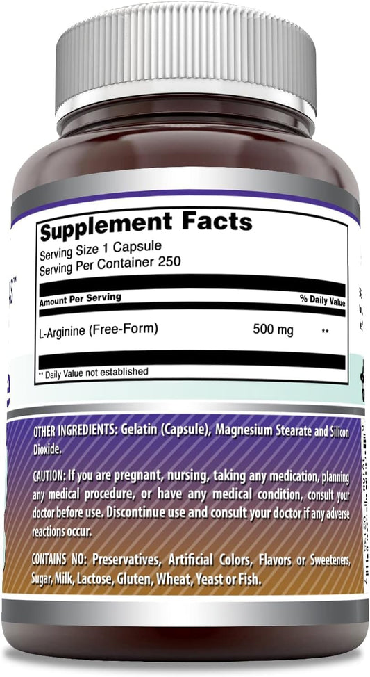 Closeup of Amazing Nutrition L-Arginine capsules ready for daily use