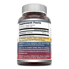 Amazing Nutrition L-Glutathione bottle back label with supplement facts and ingredients.