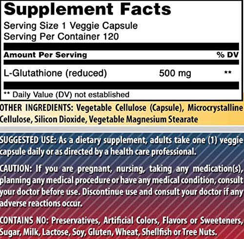 Amazing Nutrition L-Glutathione capsules close-up ready for vegetarian daily use.