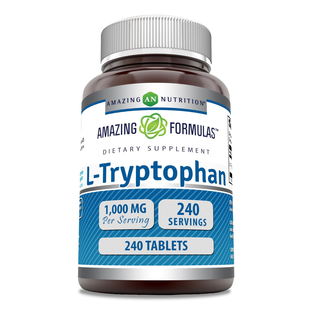 Amazing Nutrition L-Tryptophan 1000mg tablets bottle for daily wellness.