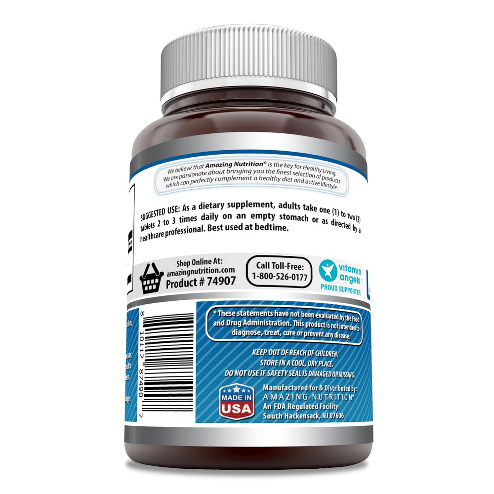 Amazing Nutrition L-Tryptophan 1000mg tablets label front shows ingredients.
