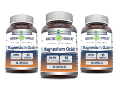 Amazing Nutrition magnesium oxide 500mg bottle, easy-to-take capsules for daily wellness.