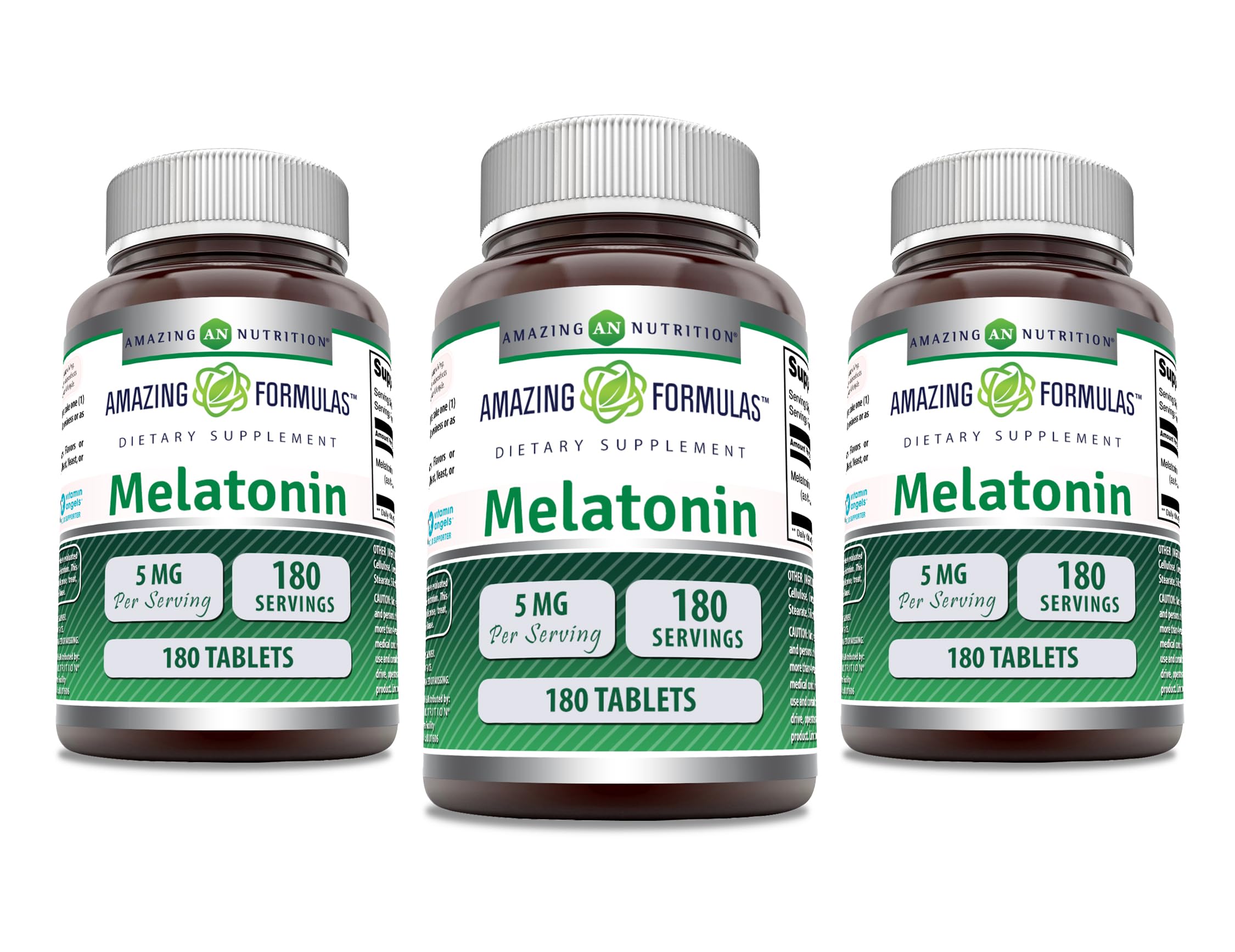 Amazing Nutrition Melatonin 5 mg tablets bottle promotes a calmer nightly routine.