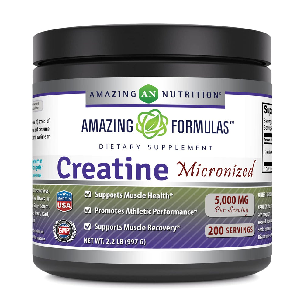 Amazing Nutrition micronized creatine monohydrate canister for gym-ready workouts