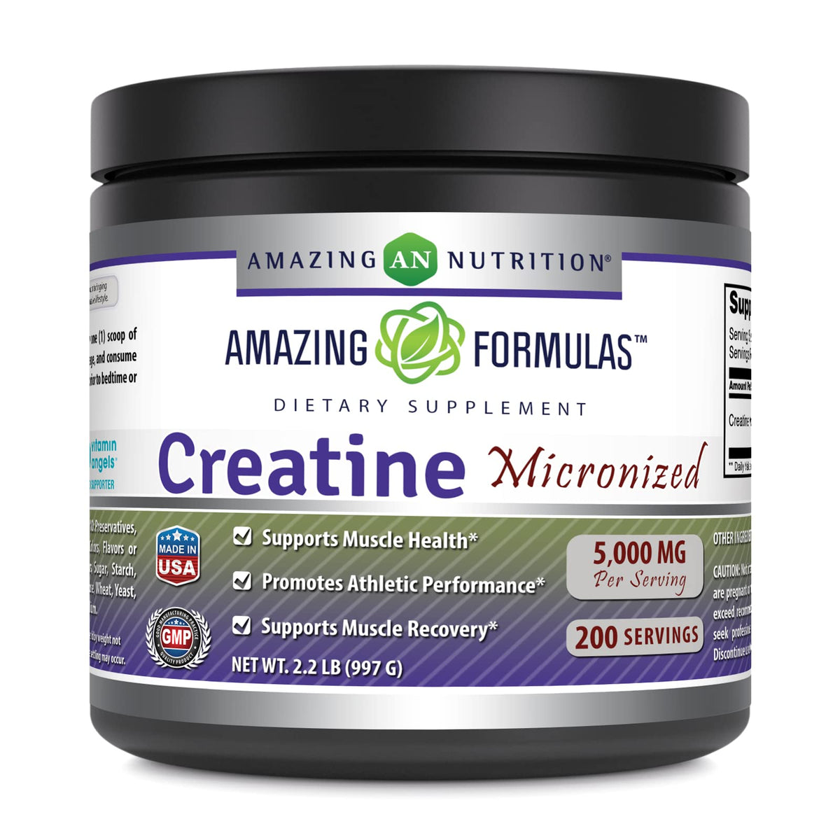 Amazing Nutrition micronized creatine monohydrate canister for gym-ready workouts