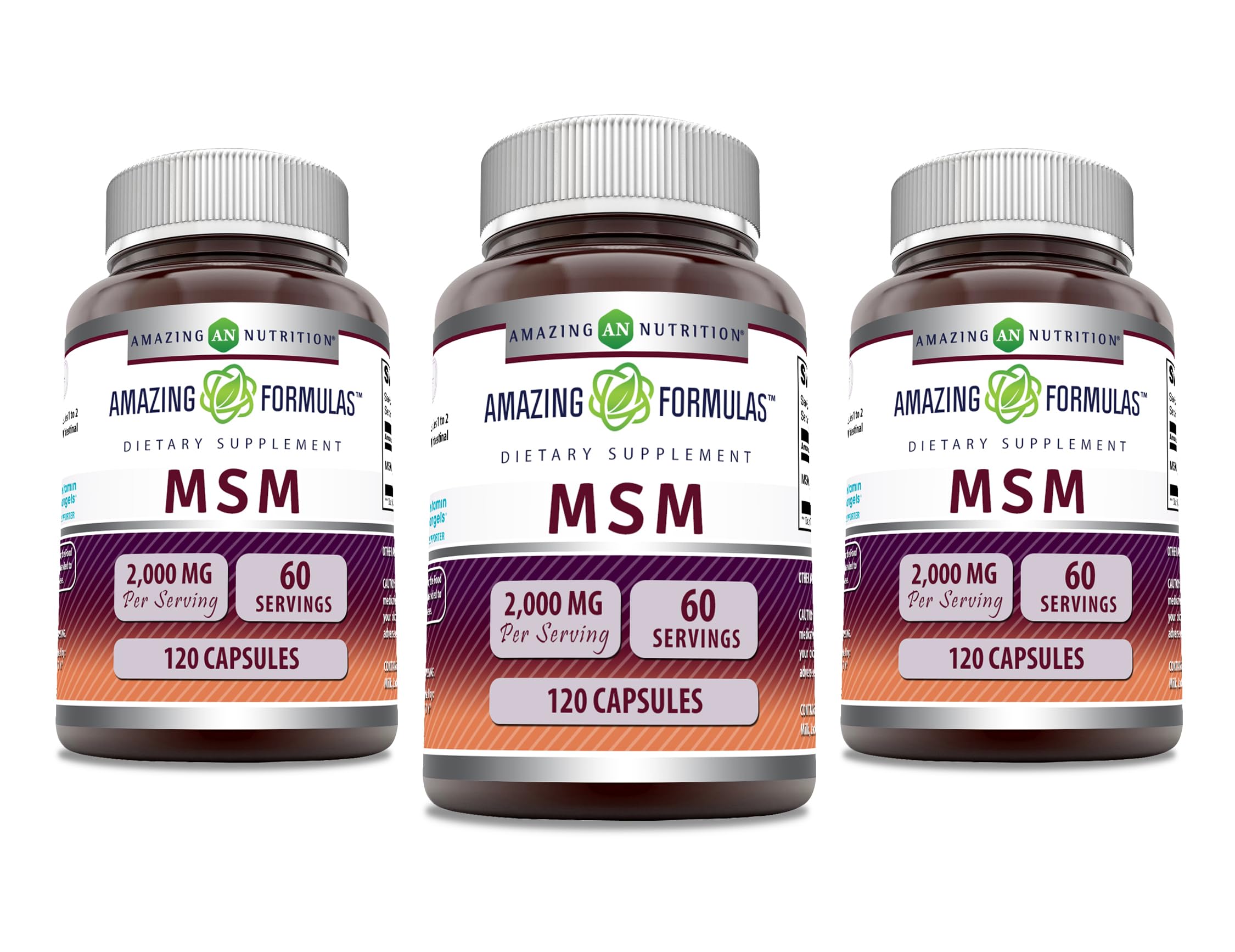 Amazing Nutrition MSM bottle label showing 2000 mg per serving