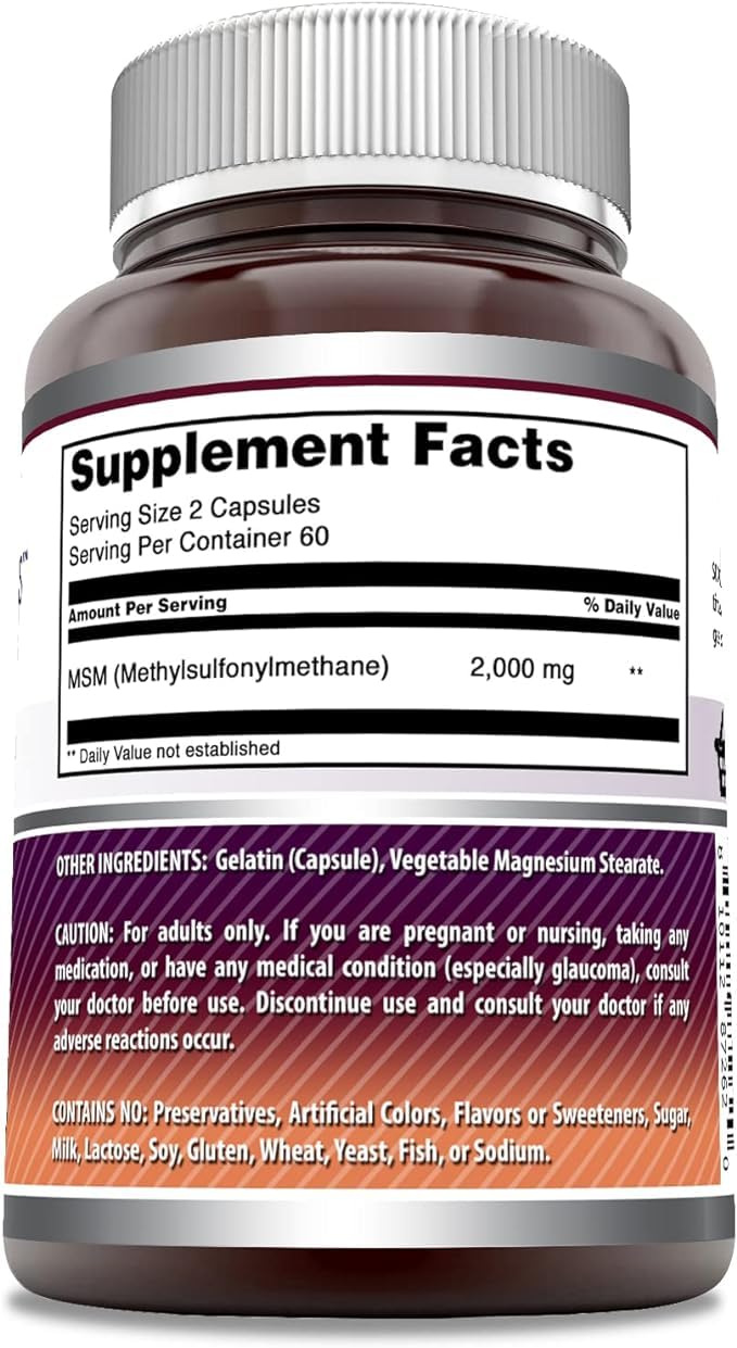 Amazing Nutrition MSM capsules close-up ideal for gluten-free, non-GMO daily use