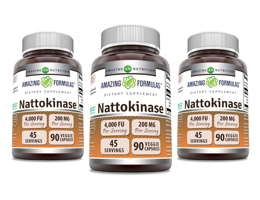 Amazing Nutrition nattokinase veggie capsules bottle for daily enzyme activity and gluten-free convenience