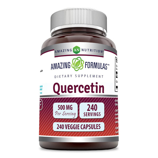 Amazing Nutrition Quercetin 500mg bottle front—veggie capsules for daily wellness