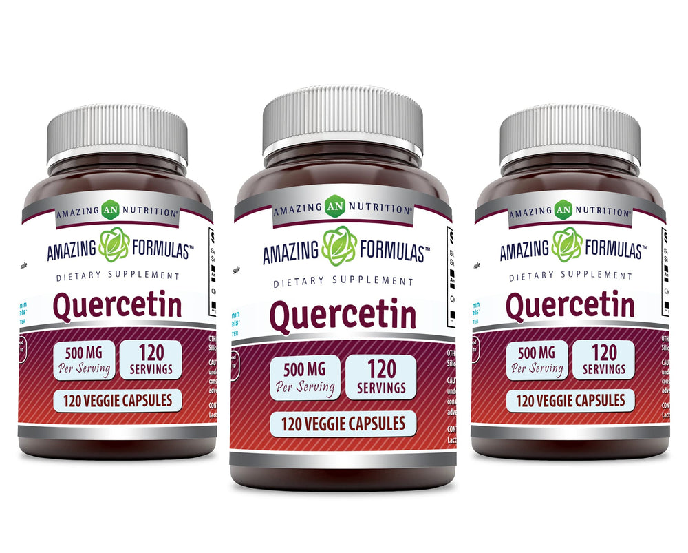 Amazing Nutrition Quercetin 500mg veggie capsules bottle for daily wellness support.