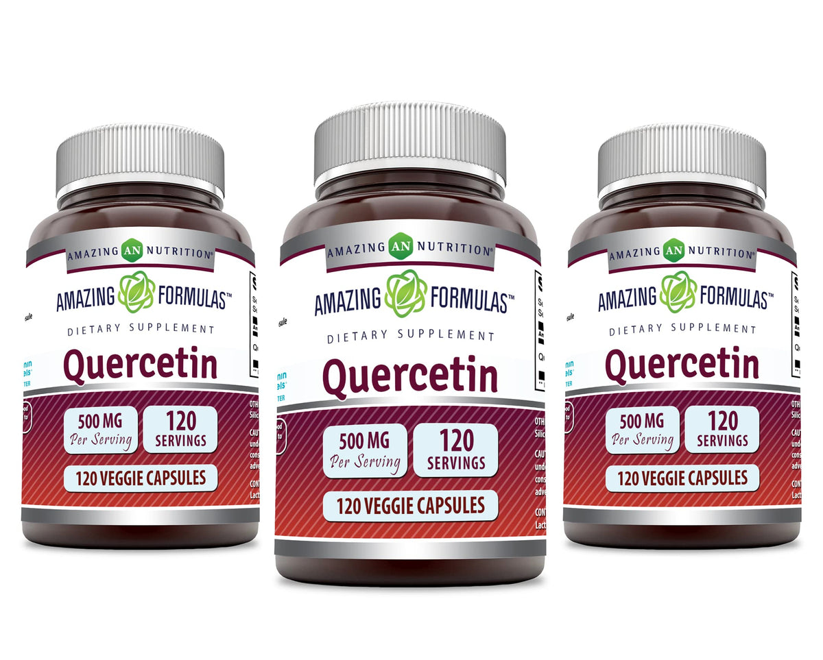 Amazing Nutrition Quercetin 500mg veggie capsules bottle for daily wellness support.