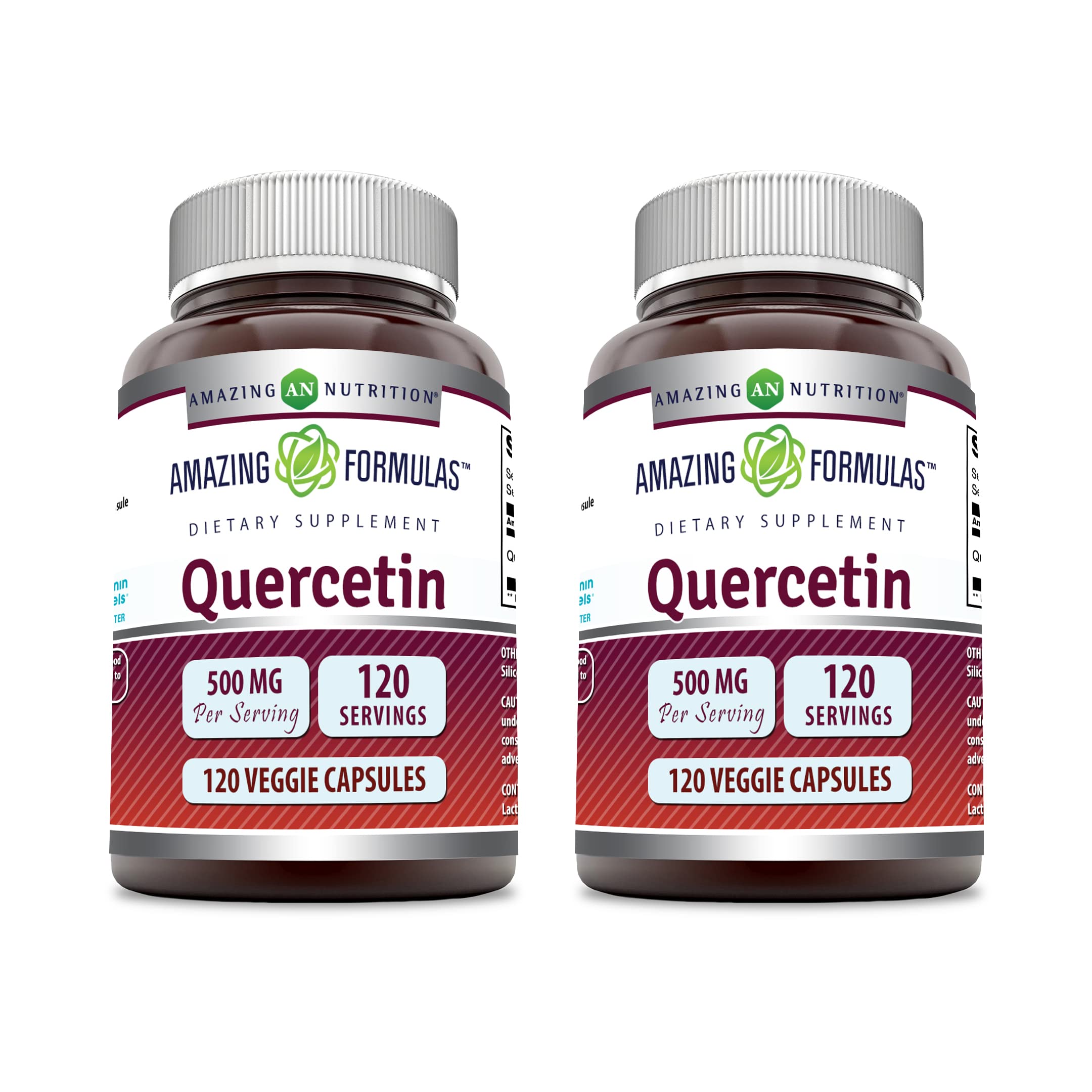 Amazing Nutrition Quercetin 500mg veggie capsules bottle for daily wellness.