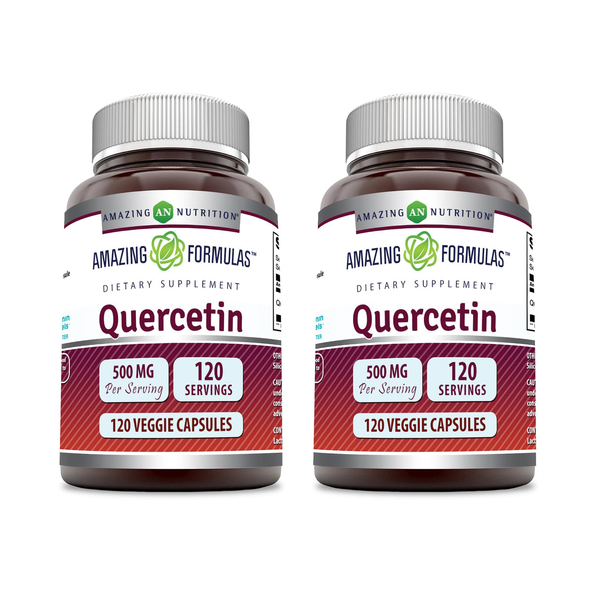 Amazing Nutrition Quercetin 500mg veggie capsules bottle for daily wellness.