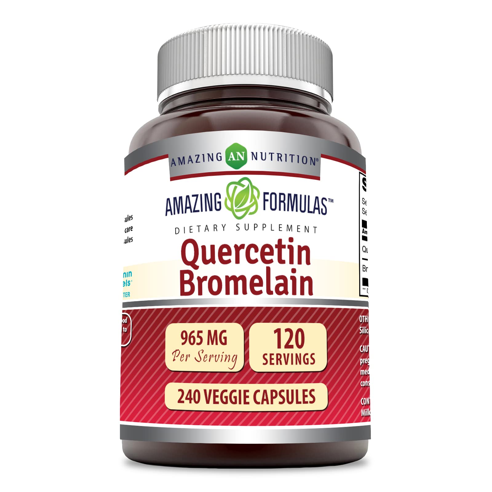 Amazing Nutrition quercetin bottle with bromelain capsules for immune support.