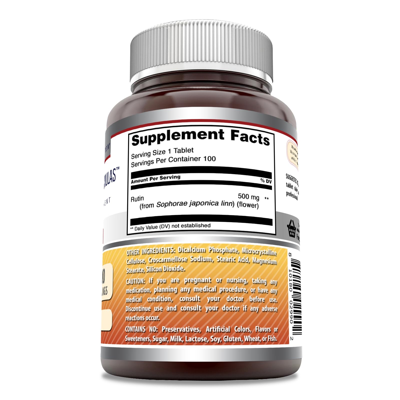 Amazing Nutrition Rutin tablets close-up highlights texture for easy dosing.