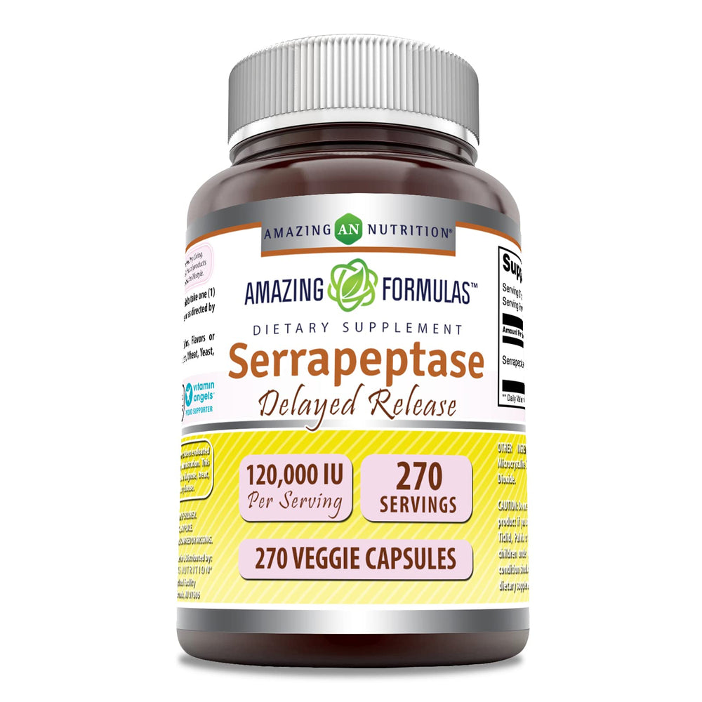 Amazing Nutrition Serrapeptase 120000 iu bottle supports daily wellness routines.