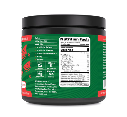 Amazing Nutrition watermelon flavor scoop for quick, accurate mixing.
