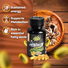Packaging shows non-GMO and gluten-free formulation for Amazon Andes Moringa Oil Softgels.