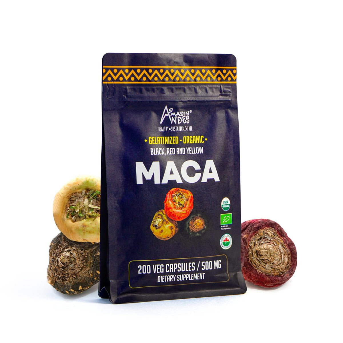 Amazon Andes premium maca bottle for daily vitality and balanced energy