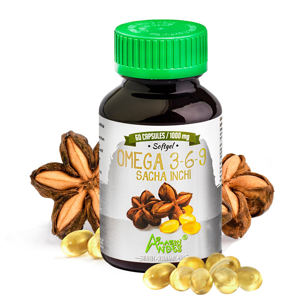 Amazon Andes Sacha Inchi oil softgels bottle—60-day omega daily use with vegan, non-GMO formula.