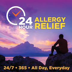 Amazon Basic Care All Day Allergy Relief bottle packaging, gluten-free formula.