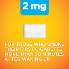 Amazon Basic Care coated nicotine gum 160-count container shown for extended quit support.
