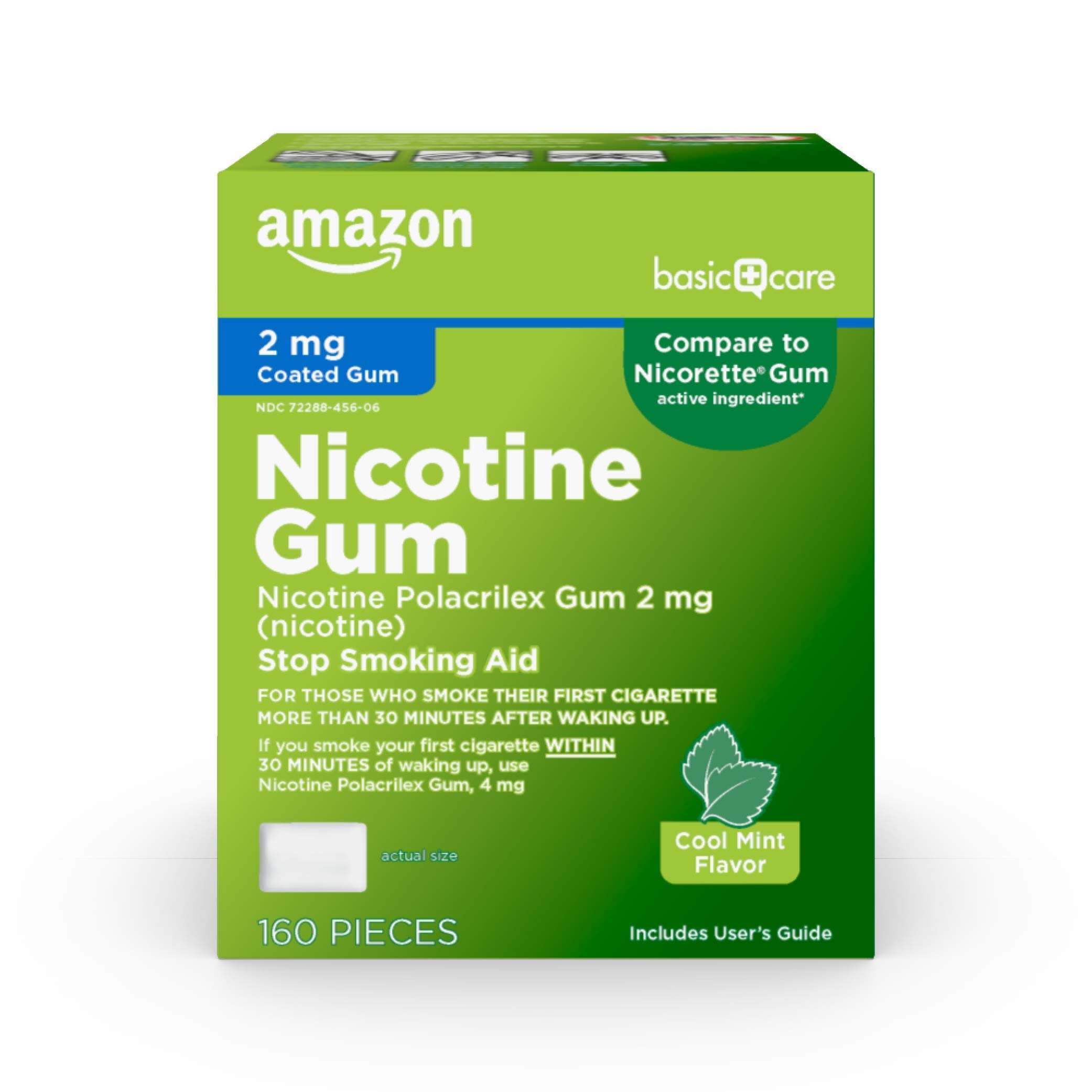 Amazon Basic Care coated nicotine gum 2 mg mint tin supports cravings management on the go