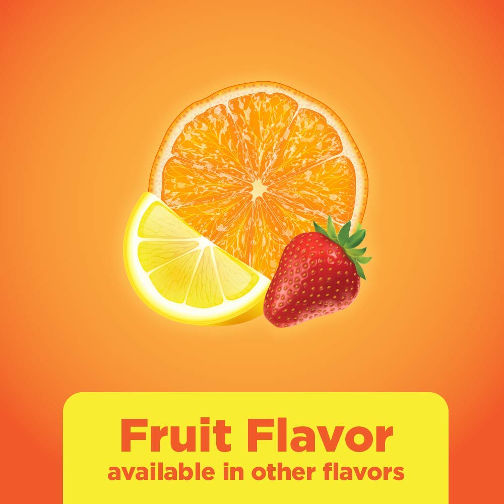 Amazon Basic Care fruit flavor label for easy identification during cravings.