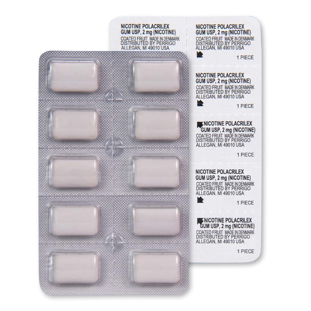 Amazon Basic Care gum pieces in a dish ready for quick use.